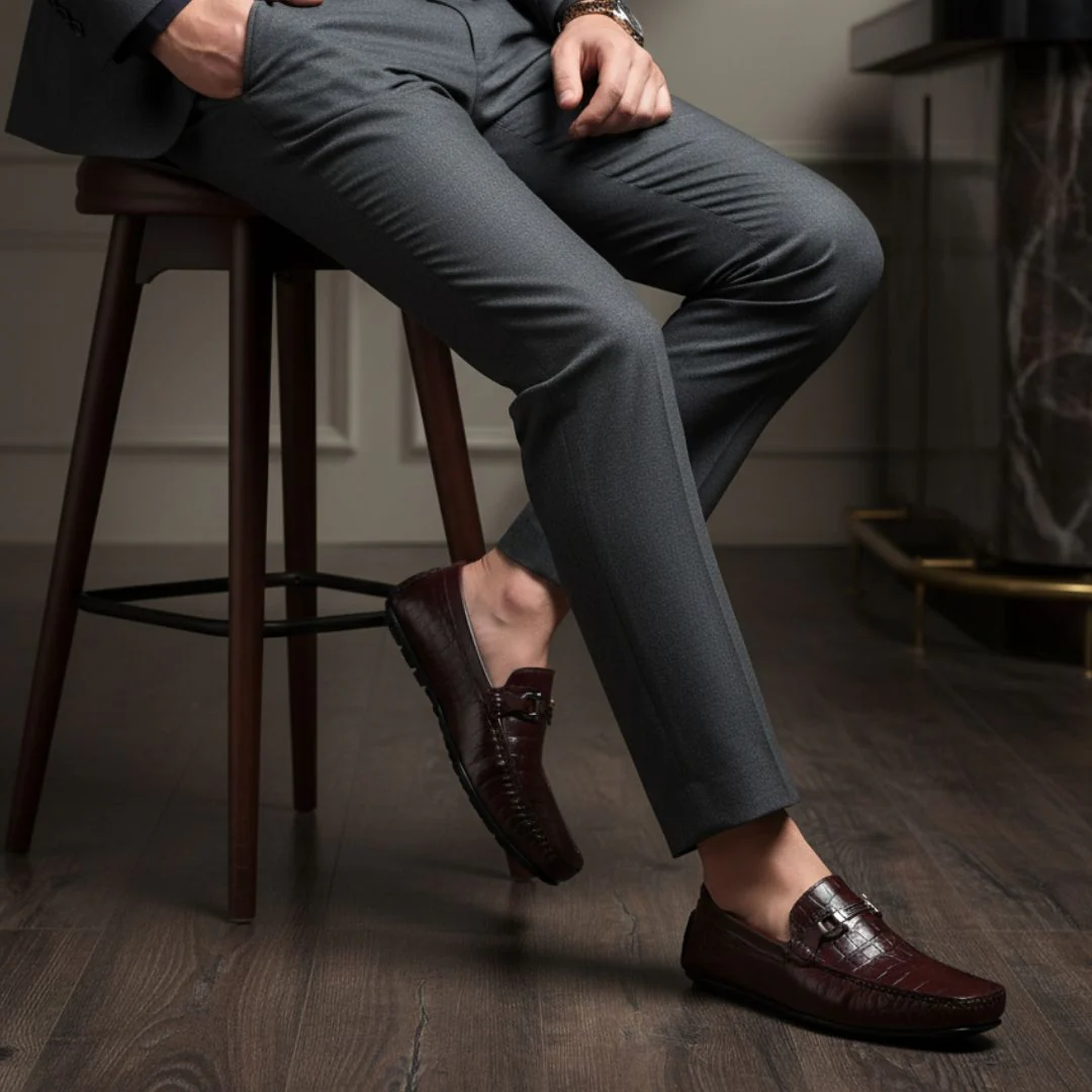 Cruze Driving Loafers – Brown Croco Genuine Leather Men’s Shoes - Image 3