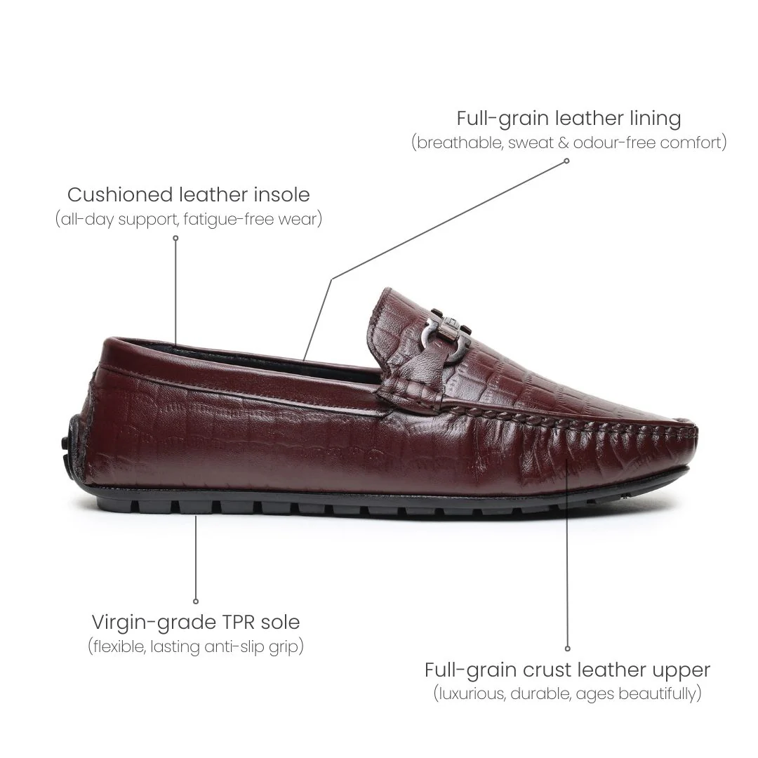 Cruze Driving Loafers – Brown Croco Genuine Leather Men’s Shoes - Image 5