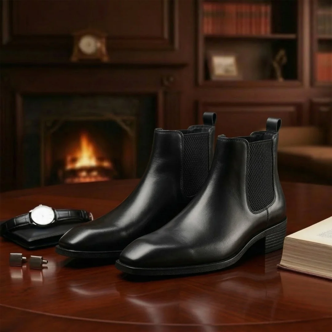 Dominion Cuban Chelsea Boots – Black Genuine Leather Men’s Boots - Image 16