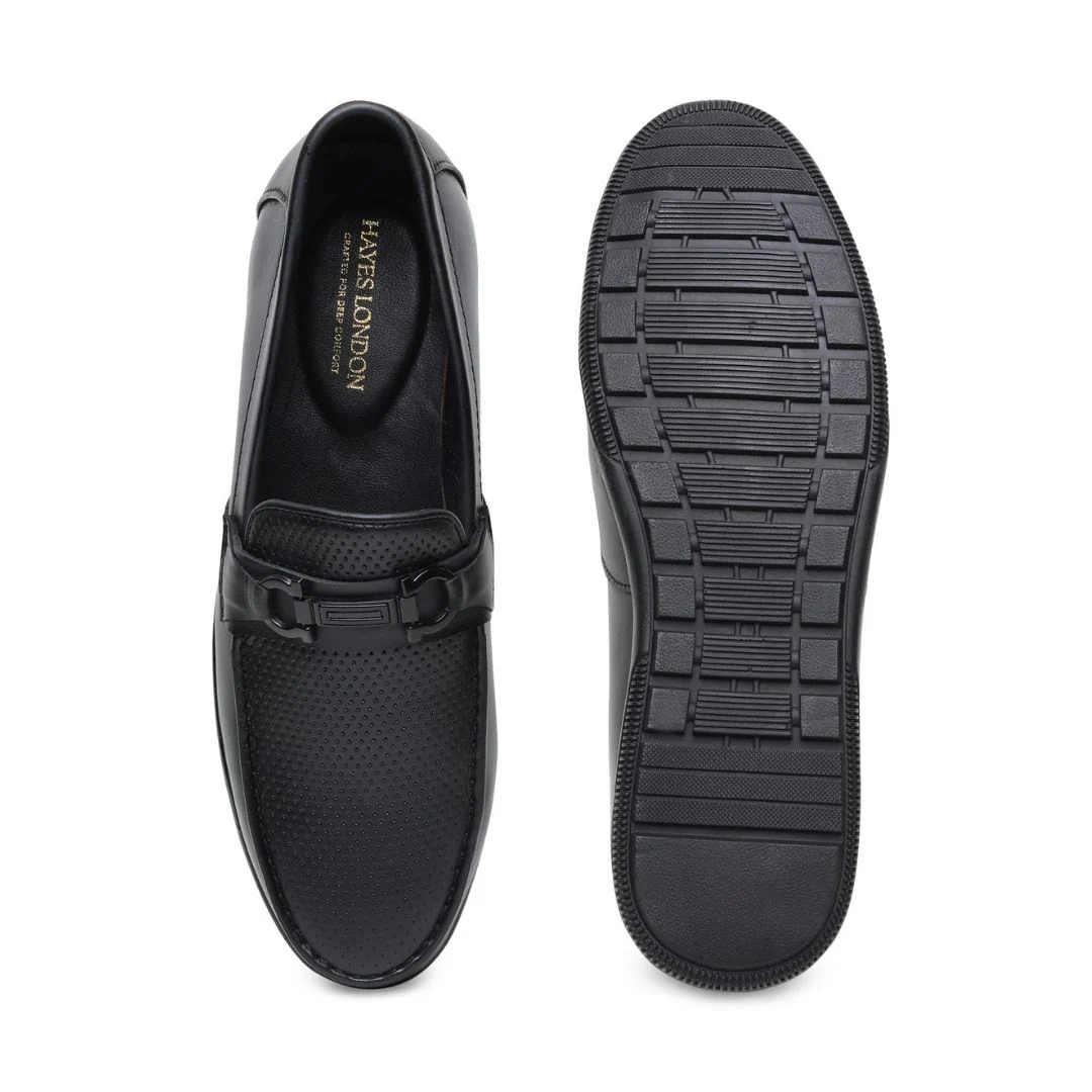 Dune Horsebit Loafers – Black Perforated Genuine Leather Men’s Shoes - Image 9