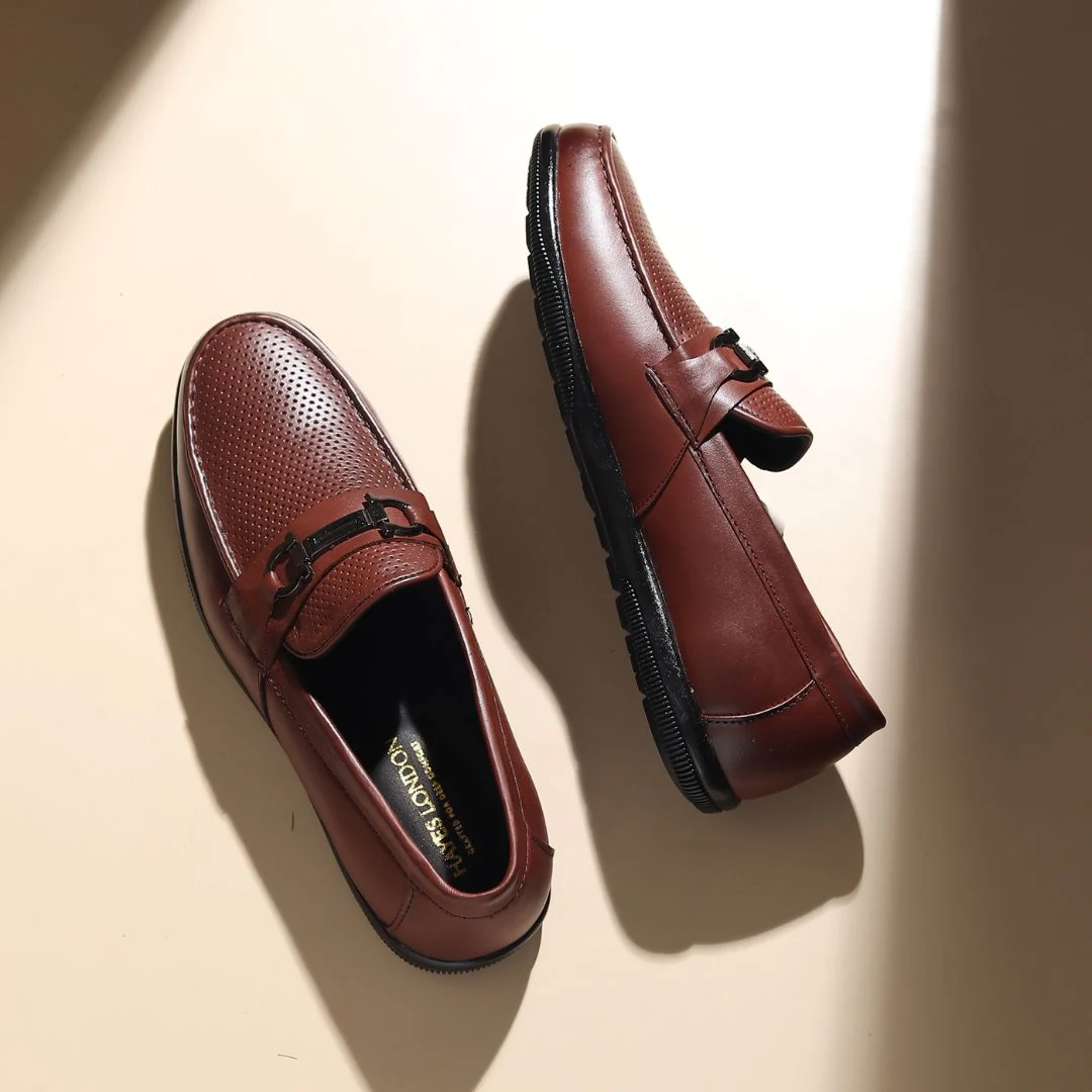 Dune Horsebit Loafers – Brown Perforated Genuine Leather Men’s Shoes - Image 12