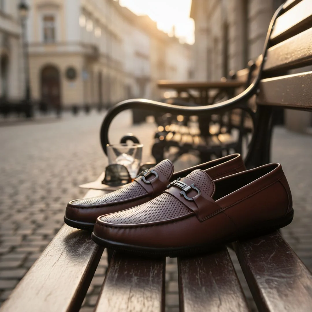Dune Horsebit Loafers – Brown Perforated Genuine Leather Men’s Shoes - Image 15