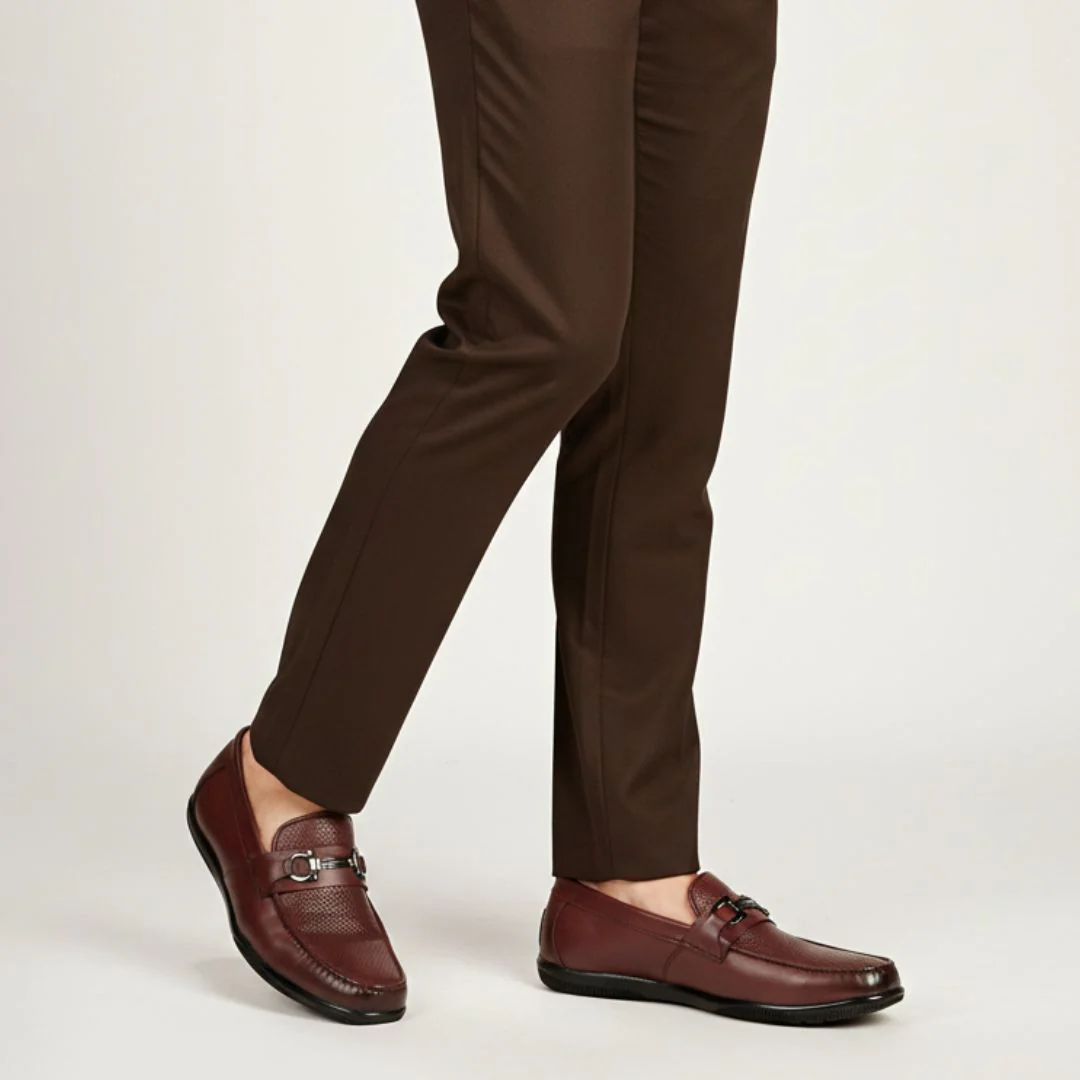 Dune Horsebit Loafers – Brown Perforated Genuine Leather Men’s Shoes - Image 16