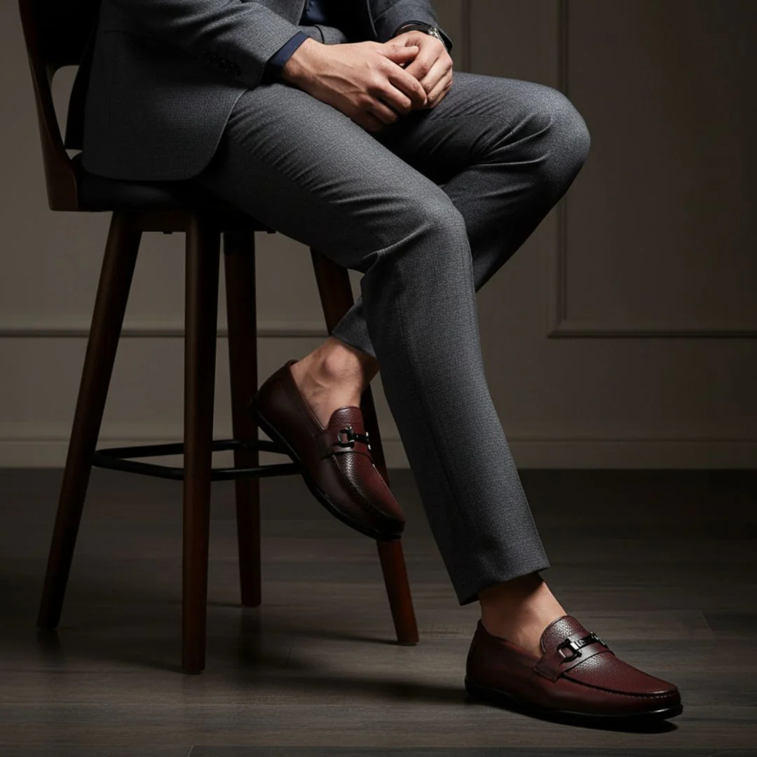 Dune Horsebit Loafers – Brown Perforated Genuine Leather Men’s Shoes - Image 3