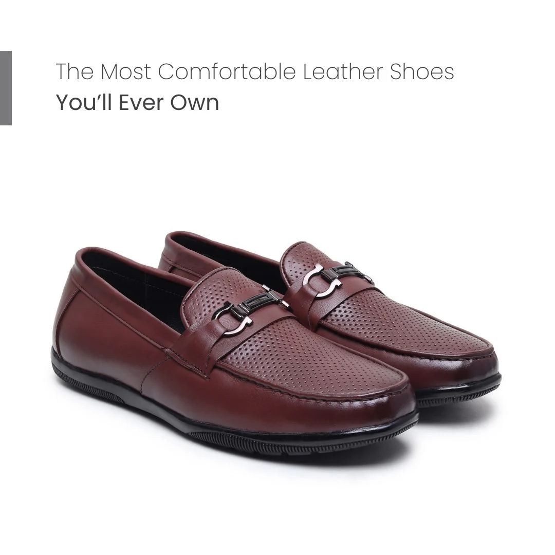 Dune Horsebit Loafers – Brown Perforated Genuine Leather Men’s Shoes - Image 4