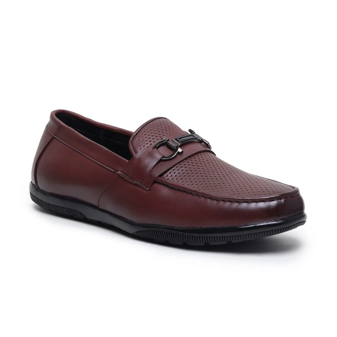 Dune Horsebit Loafers – Brown Perforated Genuine Leather Men’s Shoes - Image 6