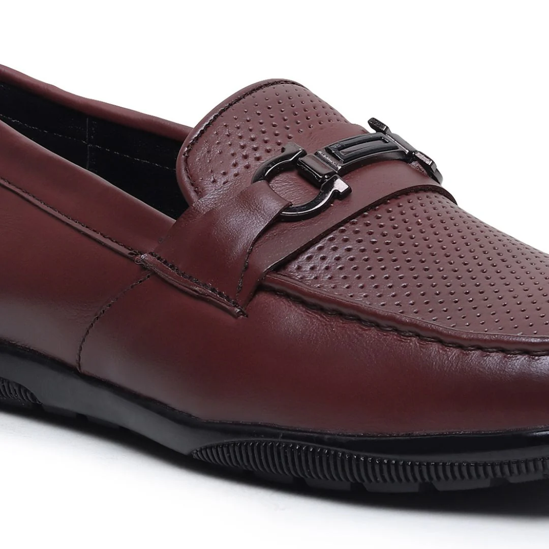 Dune Horsebit Loafers – Brown Perforated Genuine Leather Men’s Shoes - Image 8
