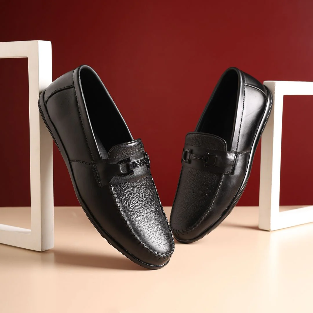 Falcon Horsebit Loafers – Black Pebbled Genuine Leather Men’s Shoes - Image 10