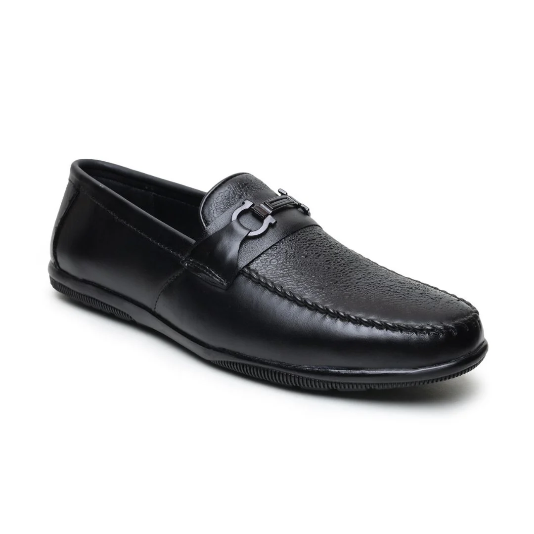 Falcon Horsebit Loafers – Black Pebbled Genuine Leather Men’s Shoes - Image 6