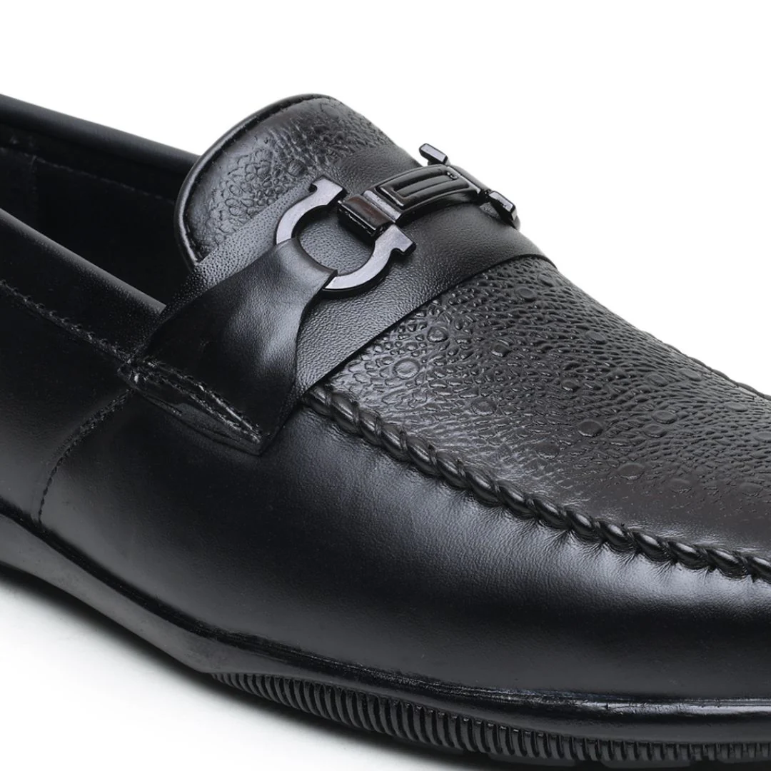Falcon Horsebit Loafers – Black Pebbled Genuine Leather Men’s Shoes - Image 7