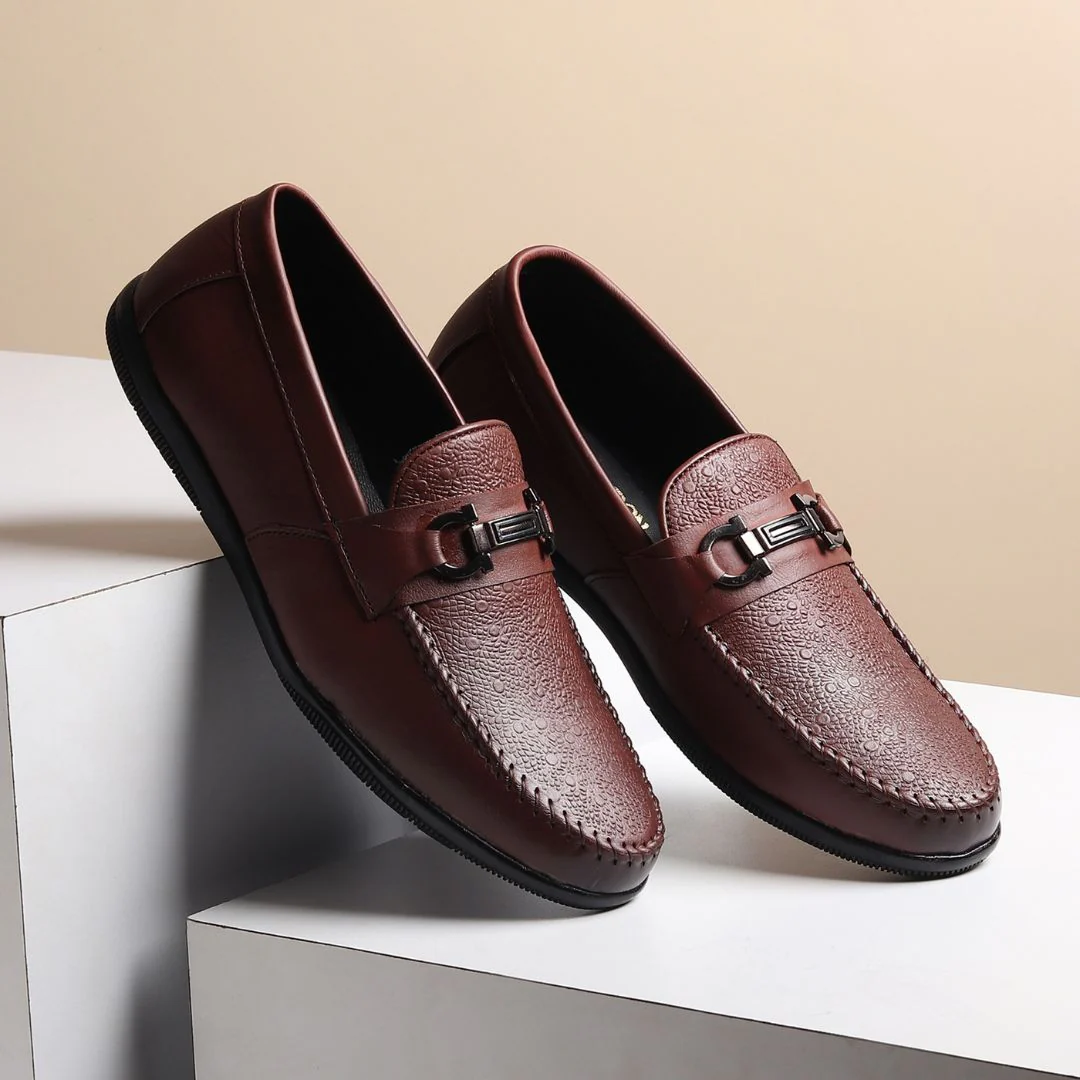 Falcon Horsebit Loafers – Brown Pebbled Genuine Leather Men’s Shoes - Image 12