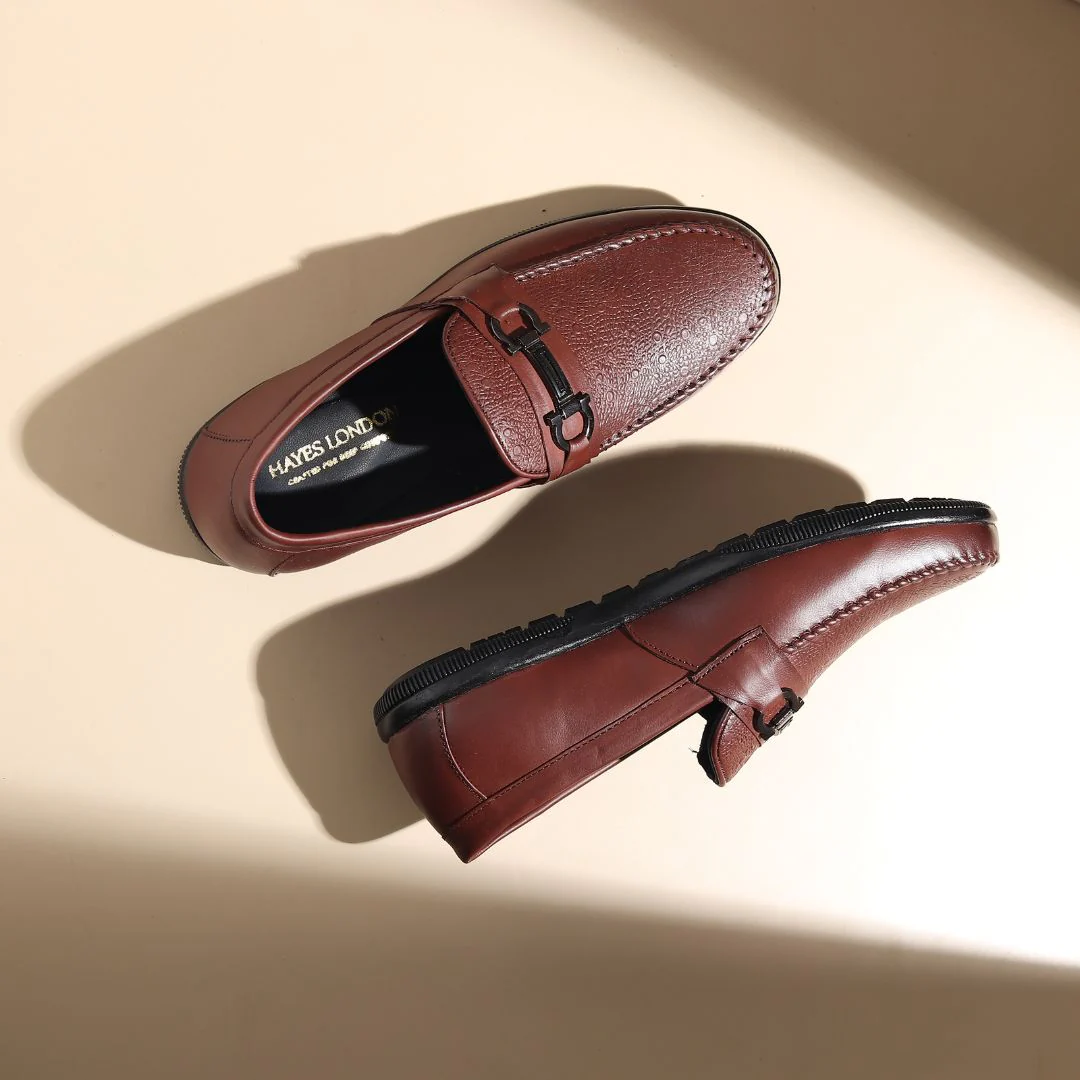 Falcon Horsebit Loafers – Brown Pebbled Genuine Leather Men’s Shoes - Image 13
