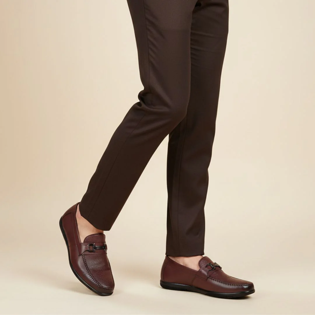 Falcon Horsebit Loafers – Brown Pebbled Genuine Leather Men’s Shoes - Image 16