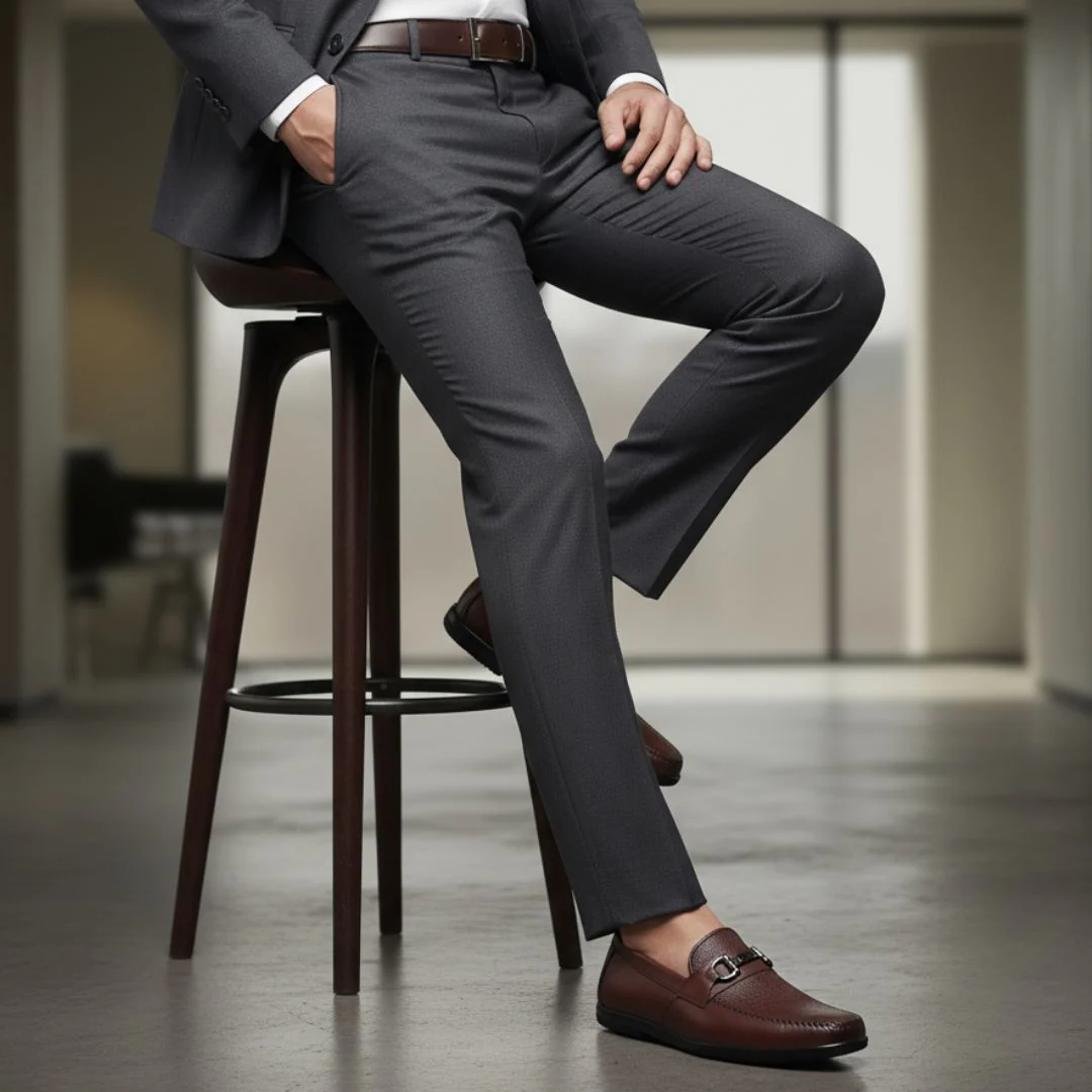 Falcon Horsebit Loafers – Brown Pebbled Genuine Leather Men’s Shoes - Image 3
