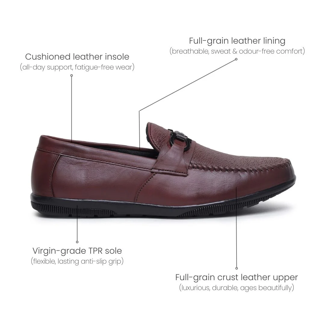 Falcon Horsebit Loafers – Brown Pebbled Genuine Leather Men’s Shoes - Image 5