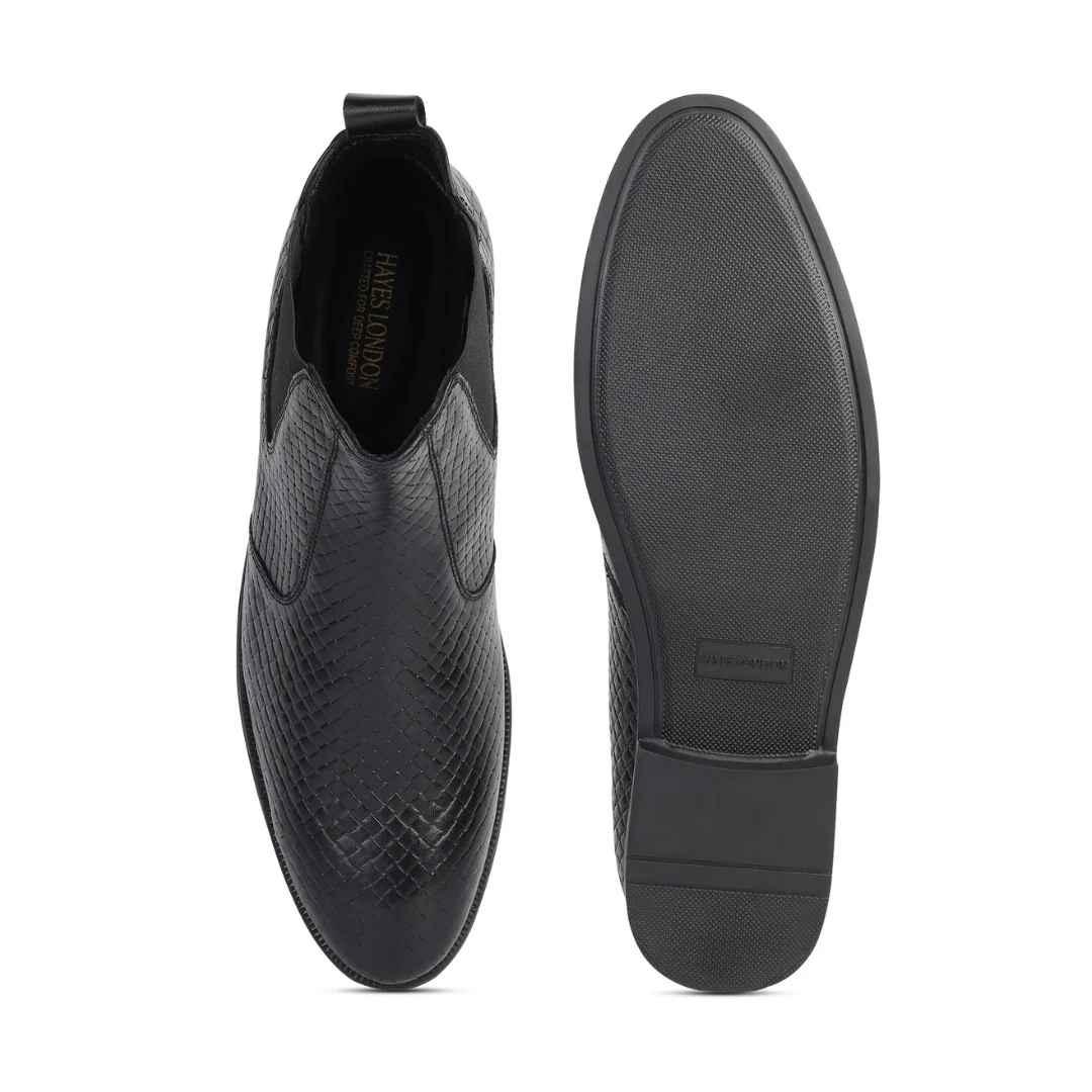 Griffin Chelsea Boots – Black Textured Genuine Leather Men’s Shoes - Image 10