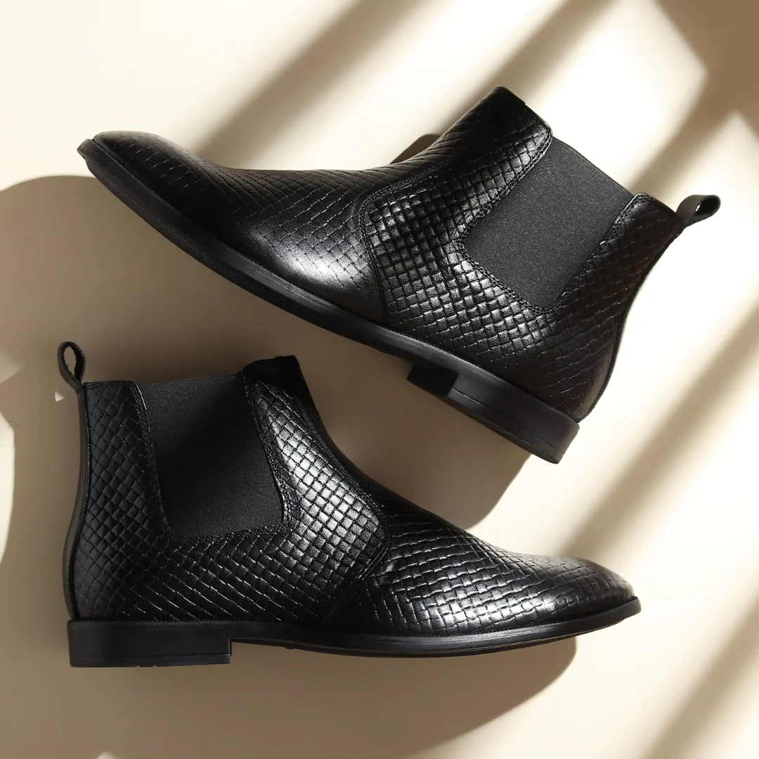 Griffin Chelsea Boots – Black Textured Genuine Leather Men’s Shoes - Image 15