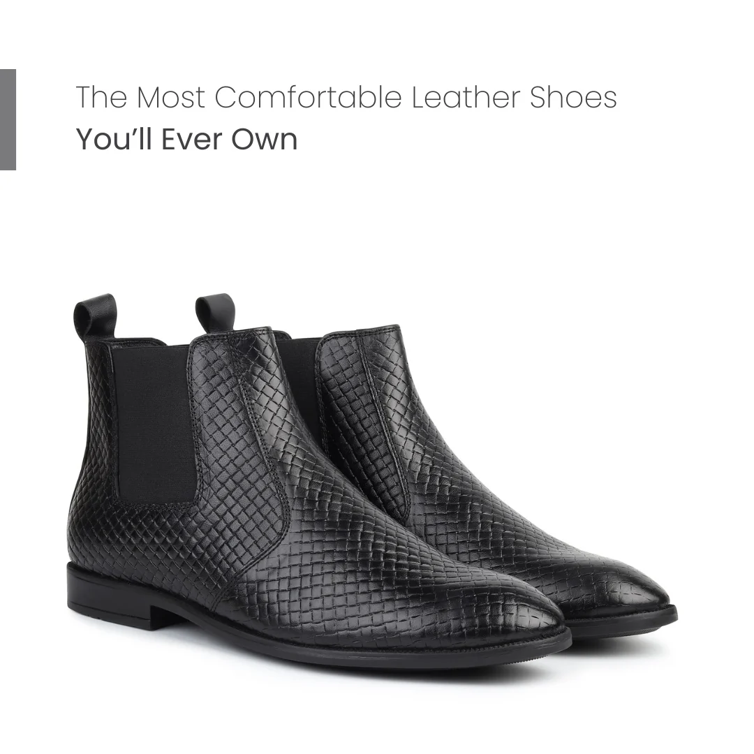 Griffin Chelsea Boots – Black Textured Genuine Leather Men’s Shoes - Image 5