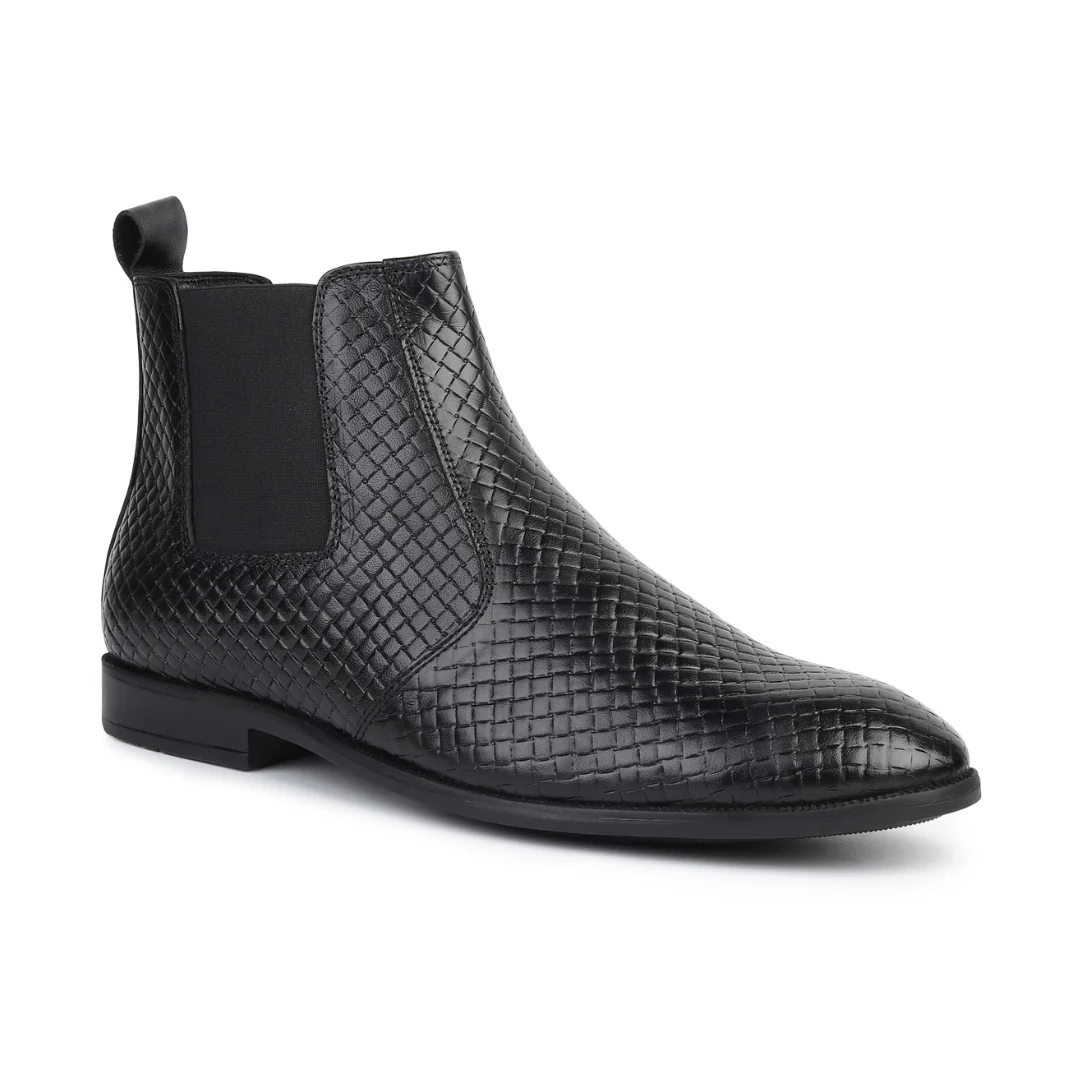 Griffin Chelsea Boots – Black Textured Genuine Leather Men’s Shoes - Image 7