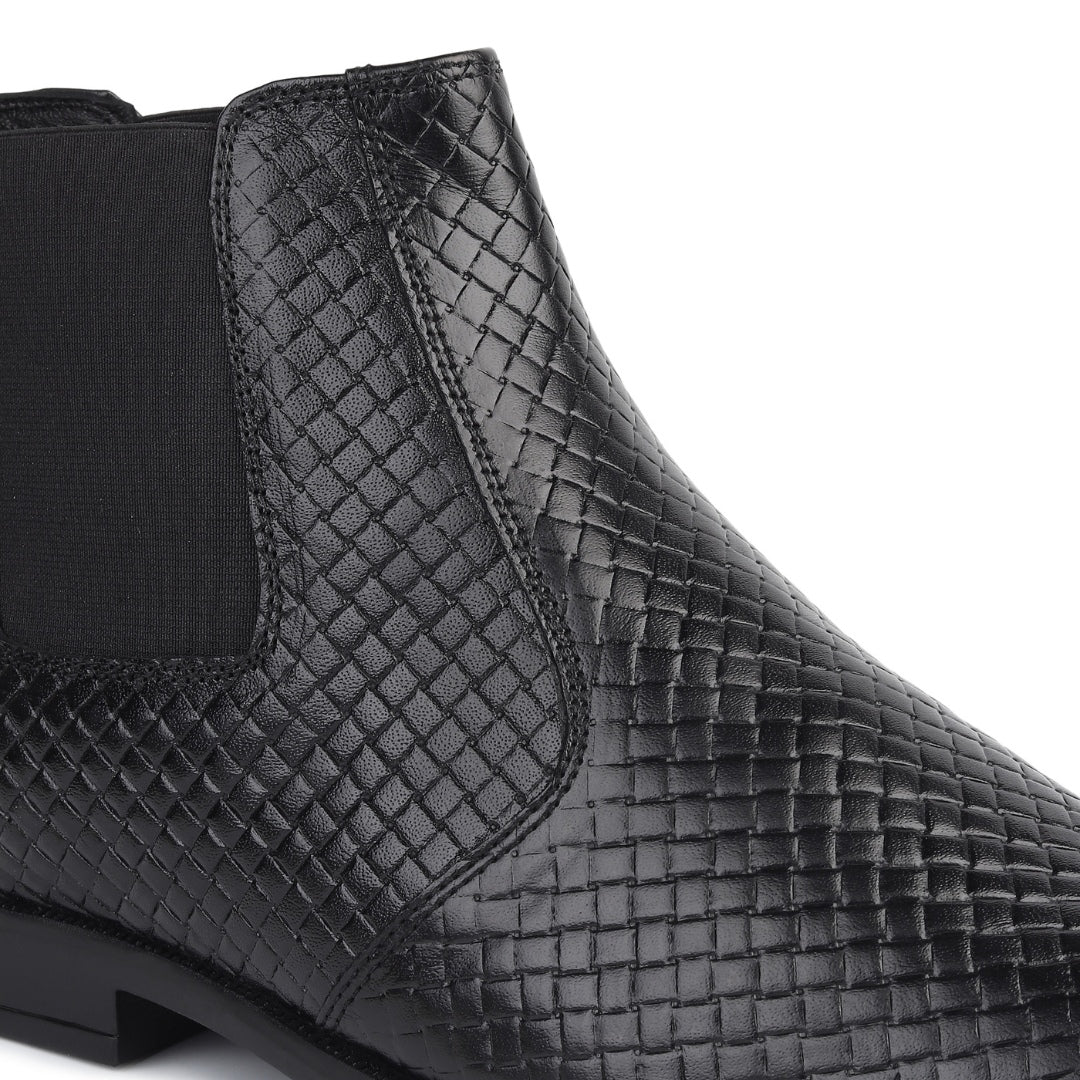 Griffin Chelsea Boots – Black Textured Genuine Leather Men’s Shoes - Image 9