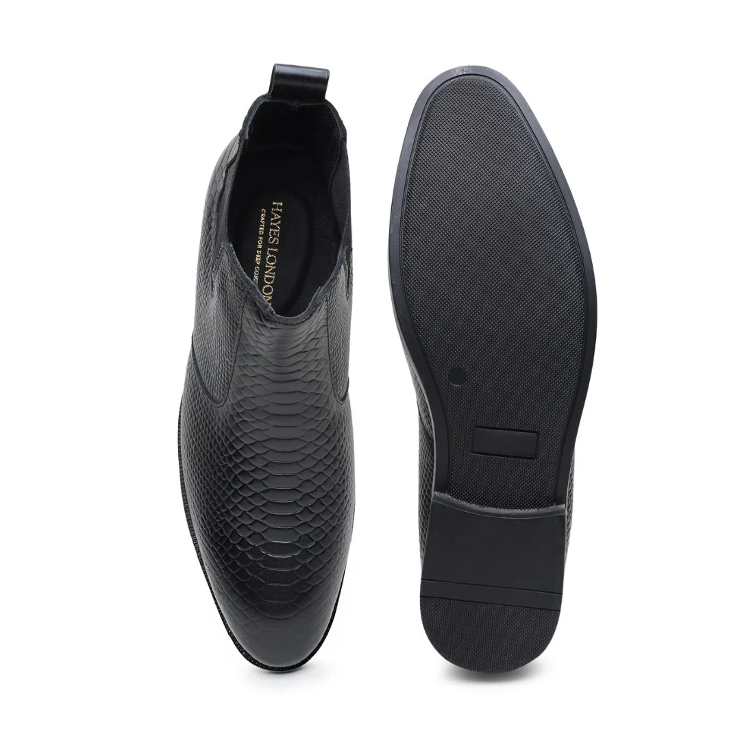 Hawk Chelsea Boots – Black Textured Genuine Leather Men’s Shoes - Image 10