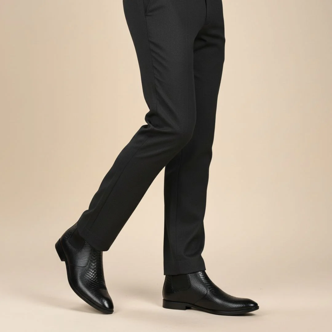 Hawk Chelsea Boots – Black Textured Genuine Leather Men’s Shoes - Image 16