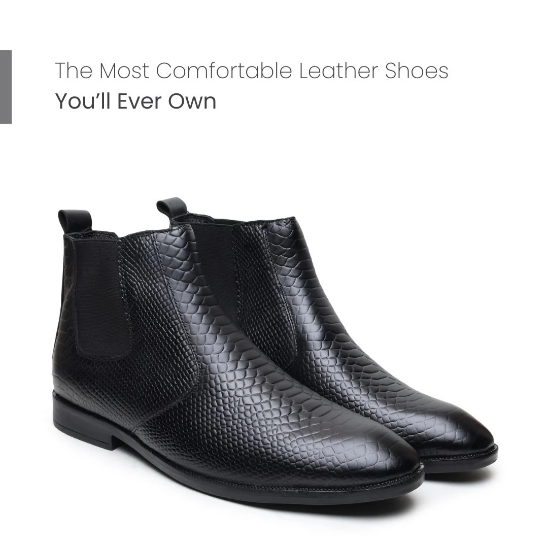 Hawk Chelsea Boots – Black Textured Genuine Leather Men’s Shoes - Image 5