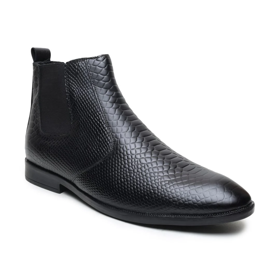Hawk Chelsea Boots – Black Textured Genuine Leather Men’s Shoes - Image 7