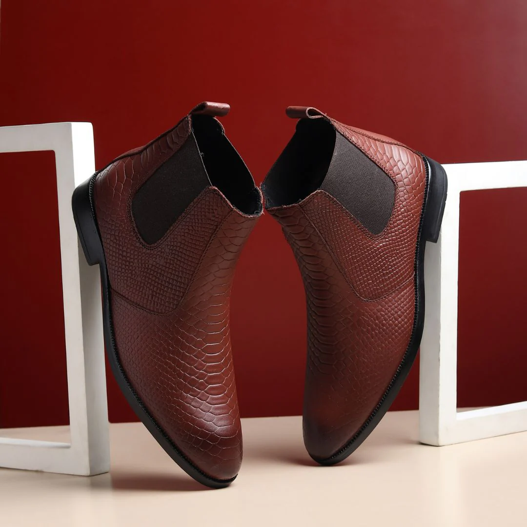 Hawk Chelsea Boots – Brown Textured Genuine Leather Men’s Shoes - Image 13
