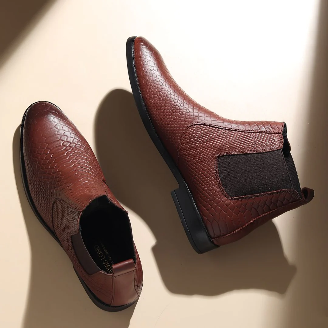 Hawk Chelsea Boots – Brown Textured Genuine Leather Men’s Shoes - Image 15
