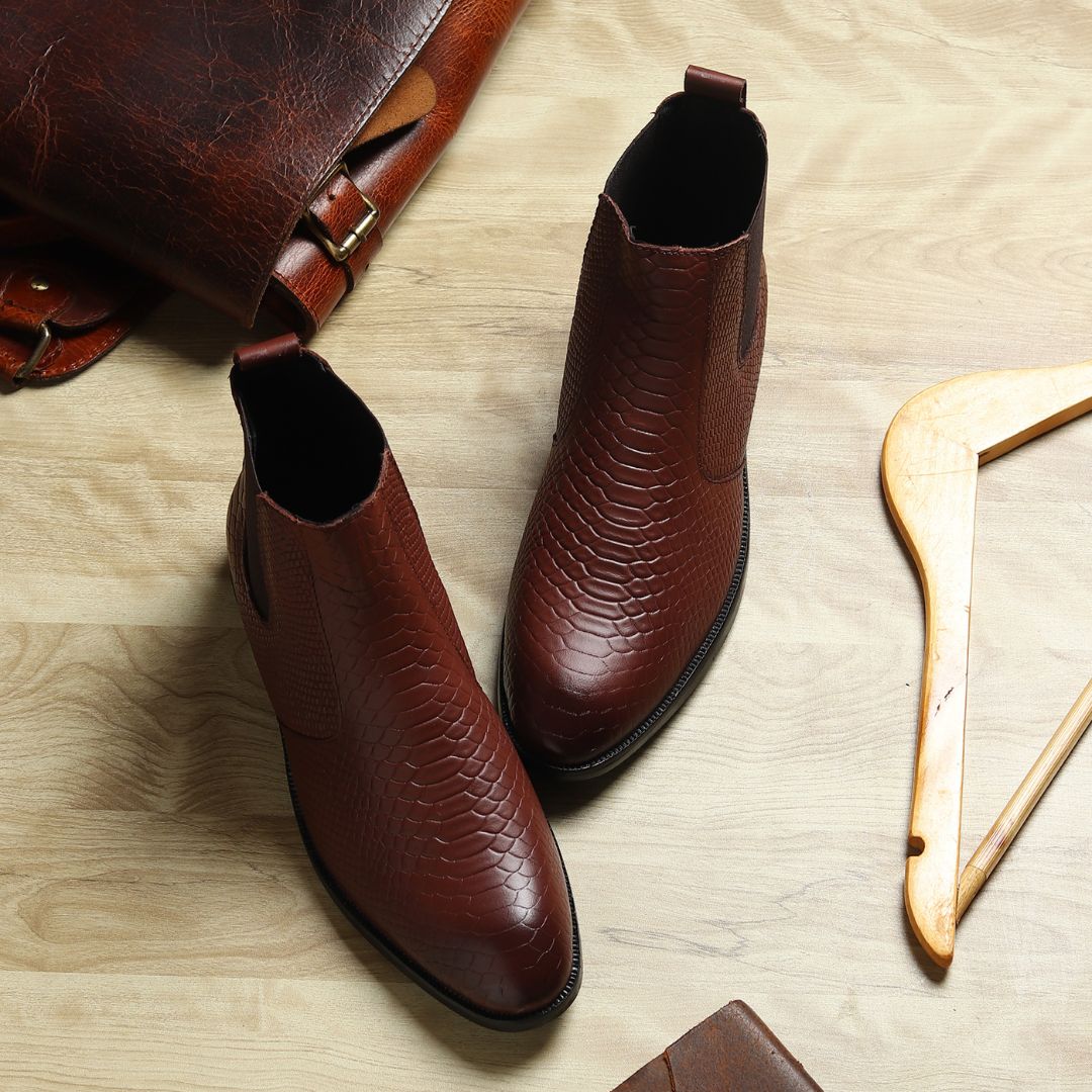 Hawk Chelsea Boots – Brown Textured Genuine Leather Men’s Shoes - Image 16