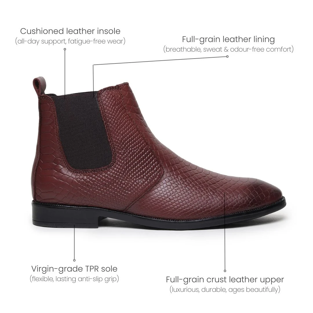 Hawk Chelsea Boots – Brown Textured Genuine Leather Men’s Shoes - Image 6