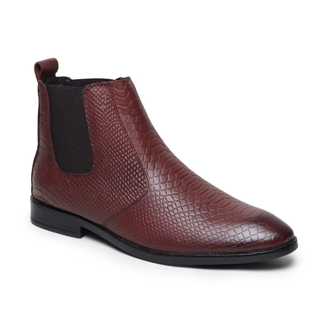 Hawk Chelsea Boots – Brown Textured Genuine Leather Men’s Shoes - Image 7