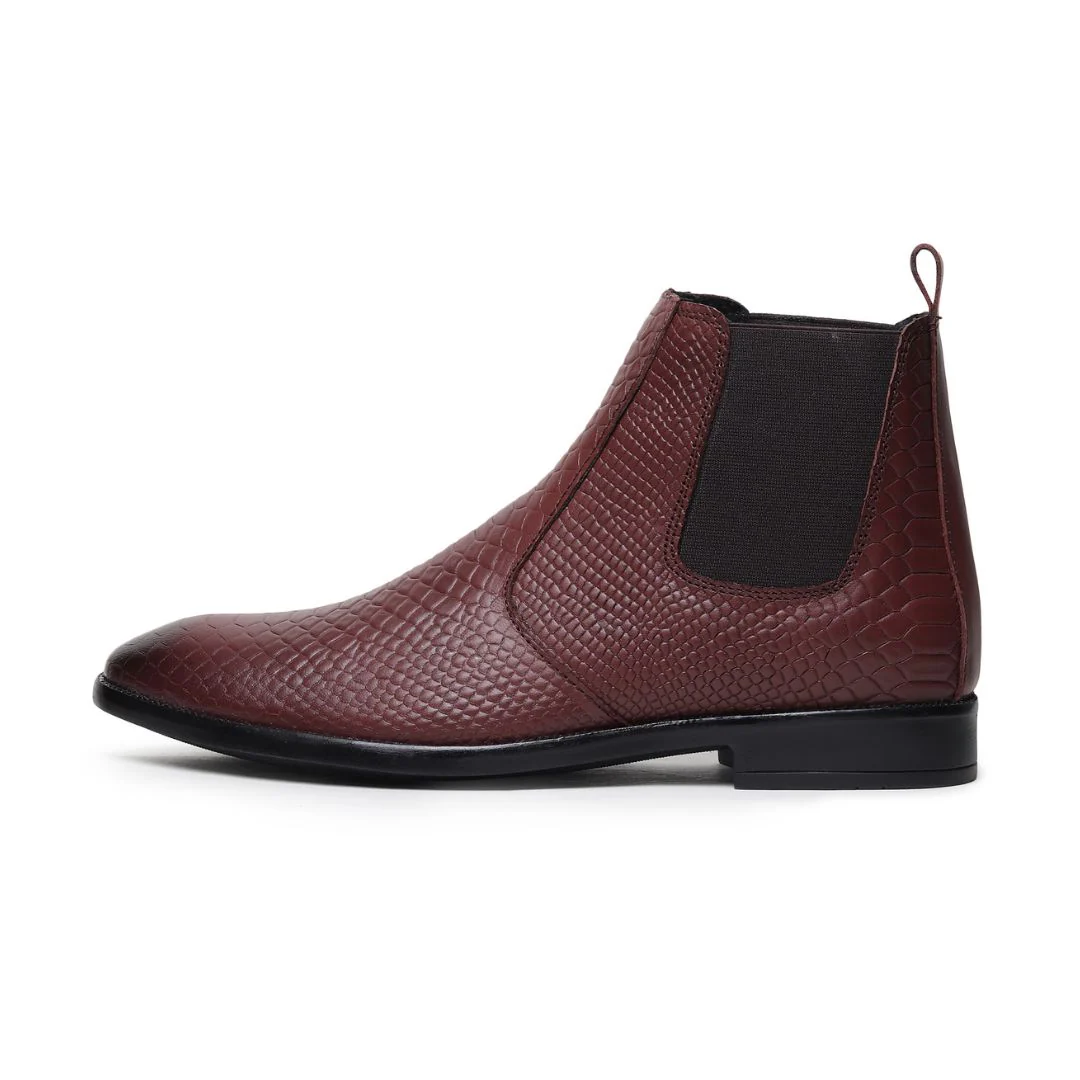 Hawk Chelsea Boots – Brown Textured Genuine Leather Men’s Shoes - Image 8