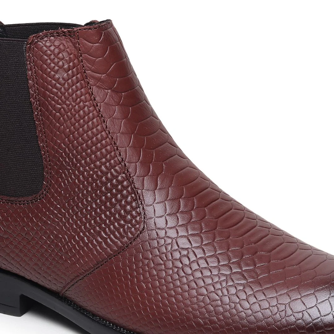 Hawk Chelsea Boots – Brown Textured Genuine Leather Men’s Shoes - Image 9