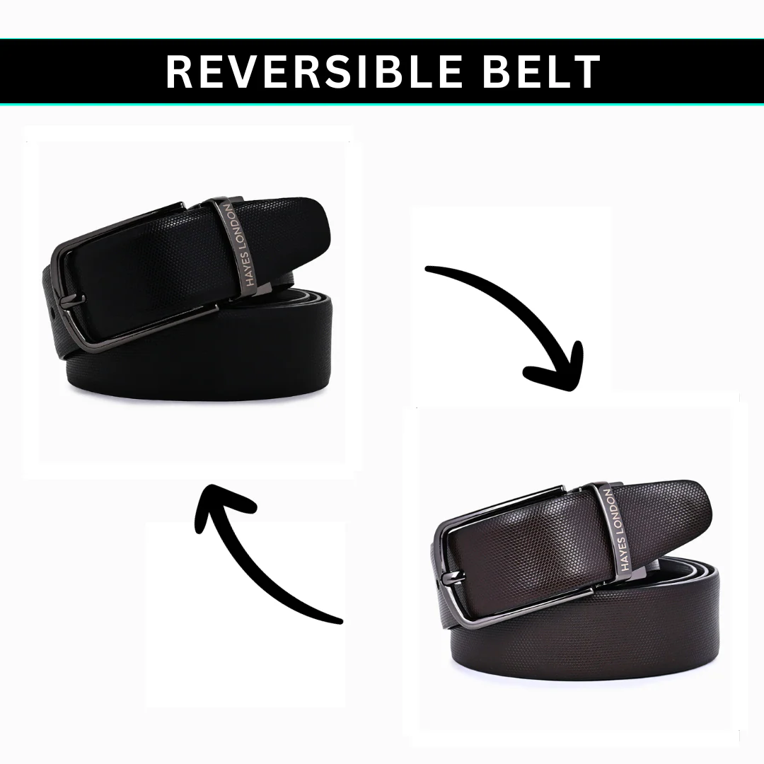 Italian Leather Reversible Black & Brown Belt For Men (Leather Texture: Braided) - Image 3