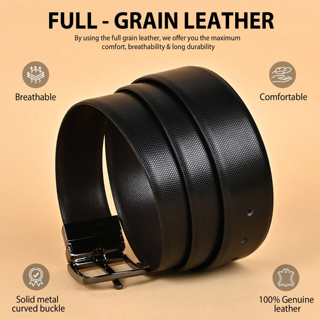 Italian Leather Reversible Black & Brown Belt For Men (Leather Texture: Braided) - Image 4