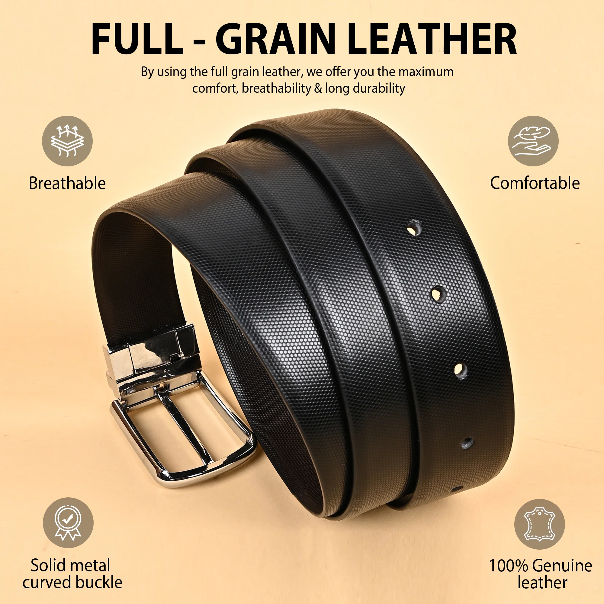Italian Leather Reversible Black & Brown Belt For Men (Leather Texture: Braided) - Image 3