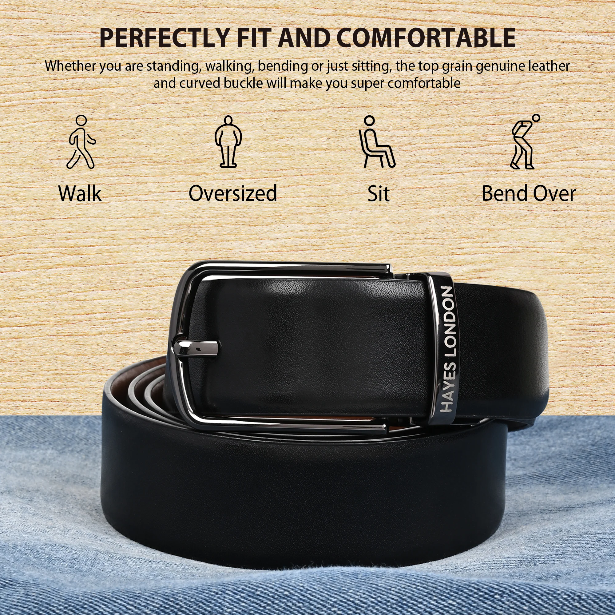 Italian Leather Reversible Black & Brown Belt For Men (Leather Texture: Plain) - Image 4