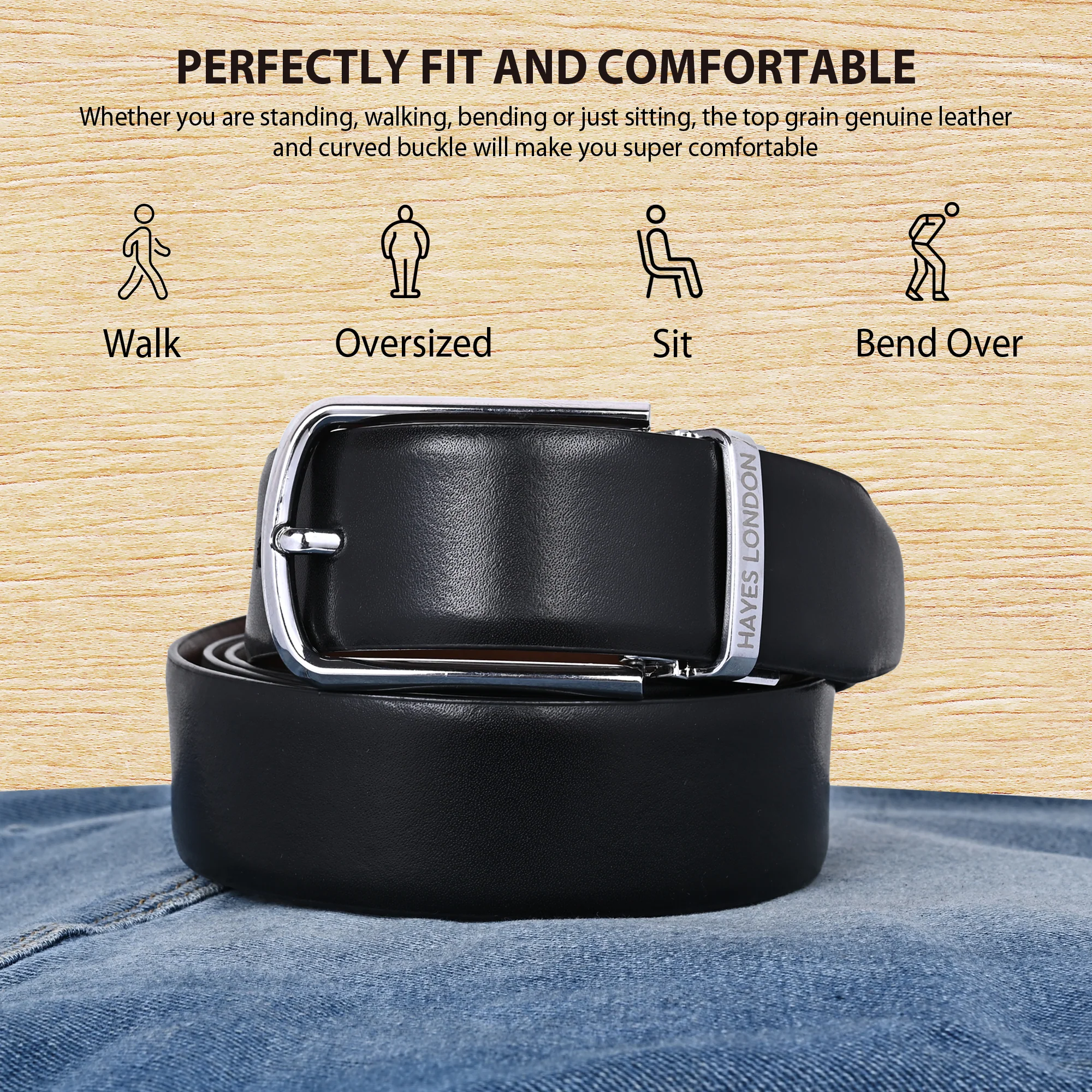Italian Leather Reversible Black & Brown Belt For Men (Leather Texture: Plain) - Image 5