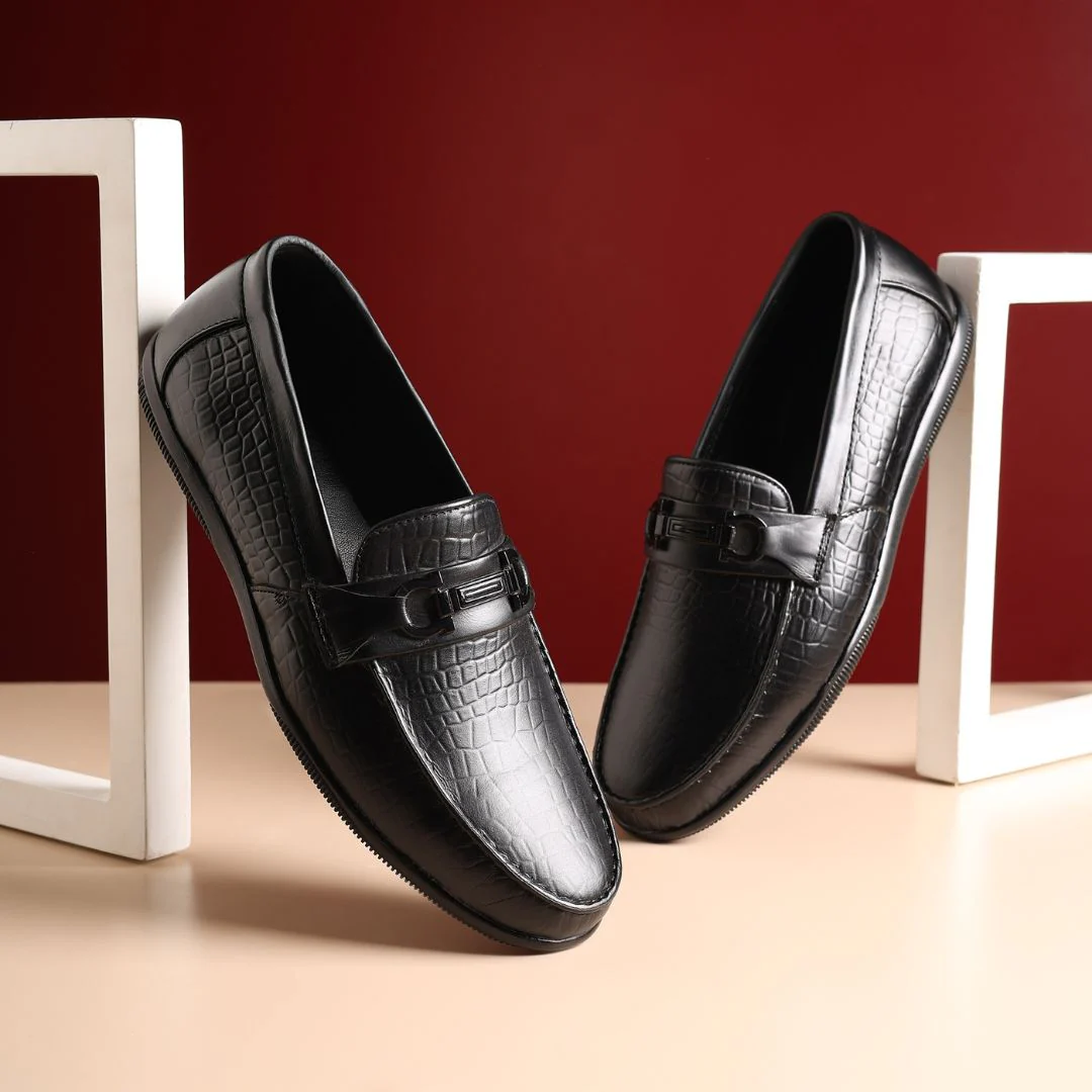 Jaxon Horsebit Loafers – Black Croco Genuine Leather Men’s Shoes - Image 10