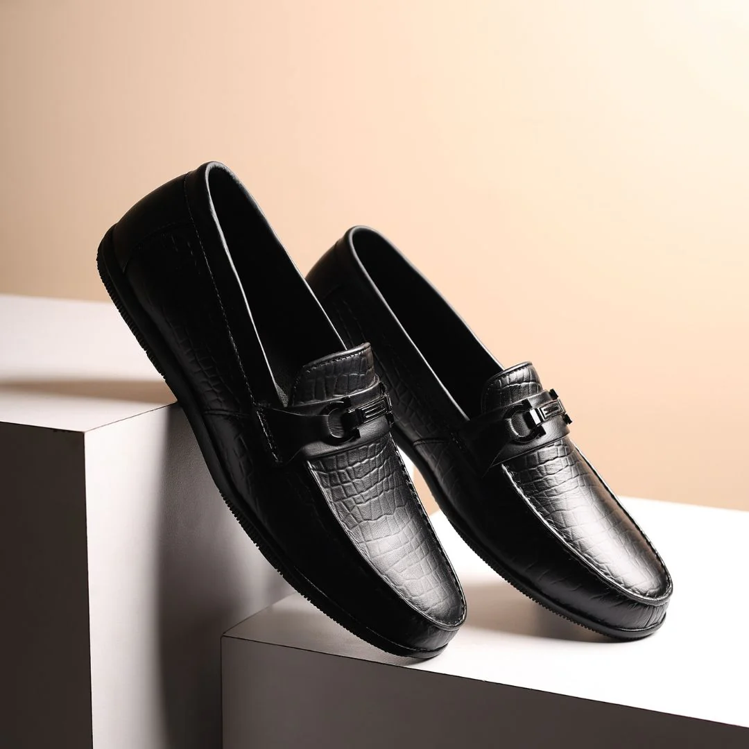 Jaxon Horsebit Loafers – Black Croco Genuine Leather Men’s Shoes - Image 11