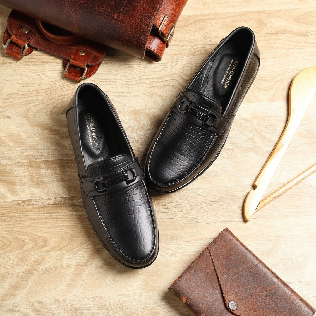 Jaxon Horsebit Loafers – Black Croco Genuine Leather Men’s Shoes - Image 12