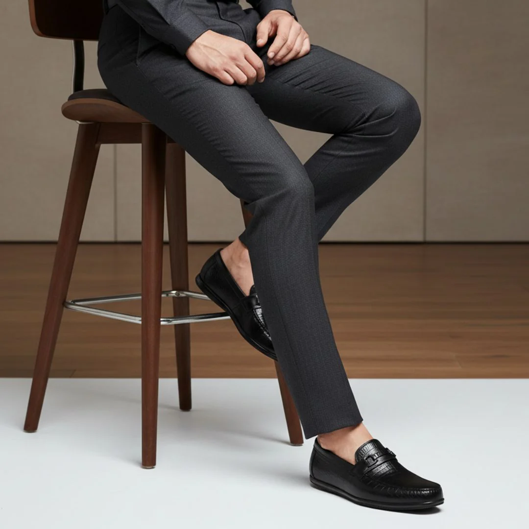 Jaxon Horsebit Loafers – Black Croco Genuine Leather Men’s Shoes - Image 3