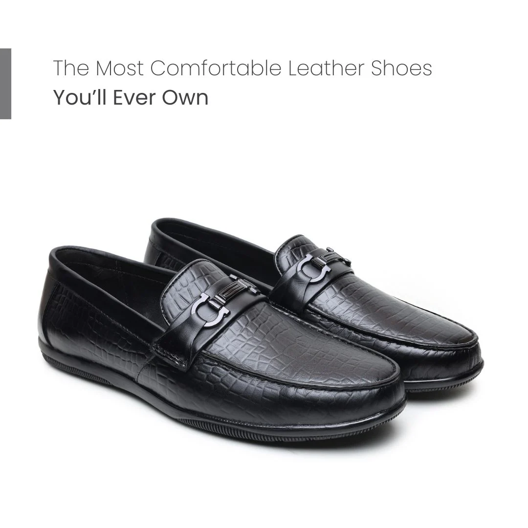 Jaxon Horsebit Loafers – Black Croco Genuine Leather Men’s Shoes - Image 4