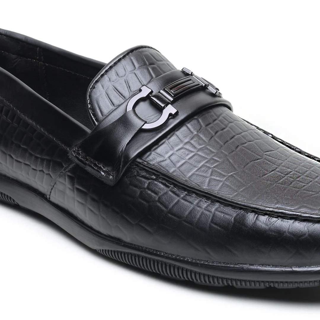 Jaxon Horsebit Loafers – Black Croco Genuine Leather Men’s Shoes - Image 8