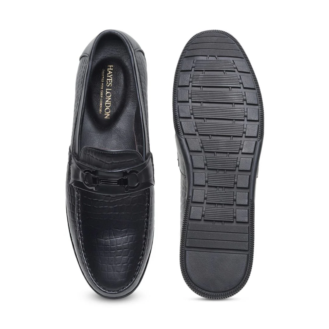 Jaxon Horsebit Loafers – Black Croco Genuine Leather Men’s Shoes - Image 9