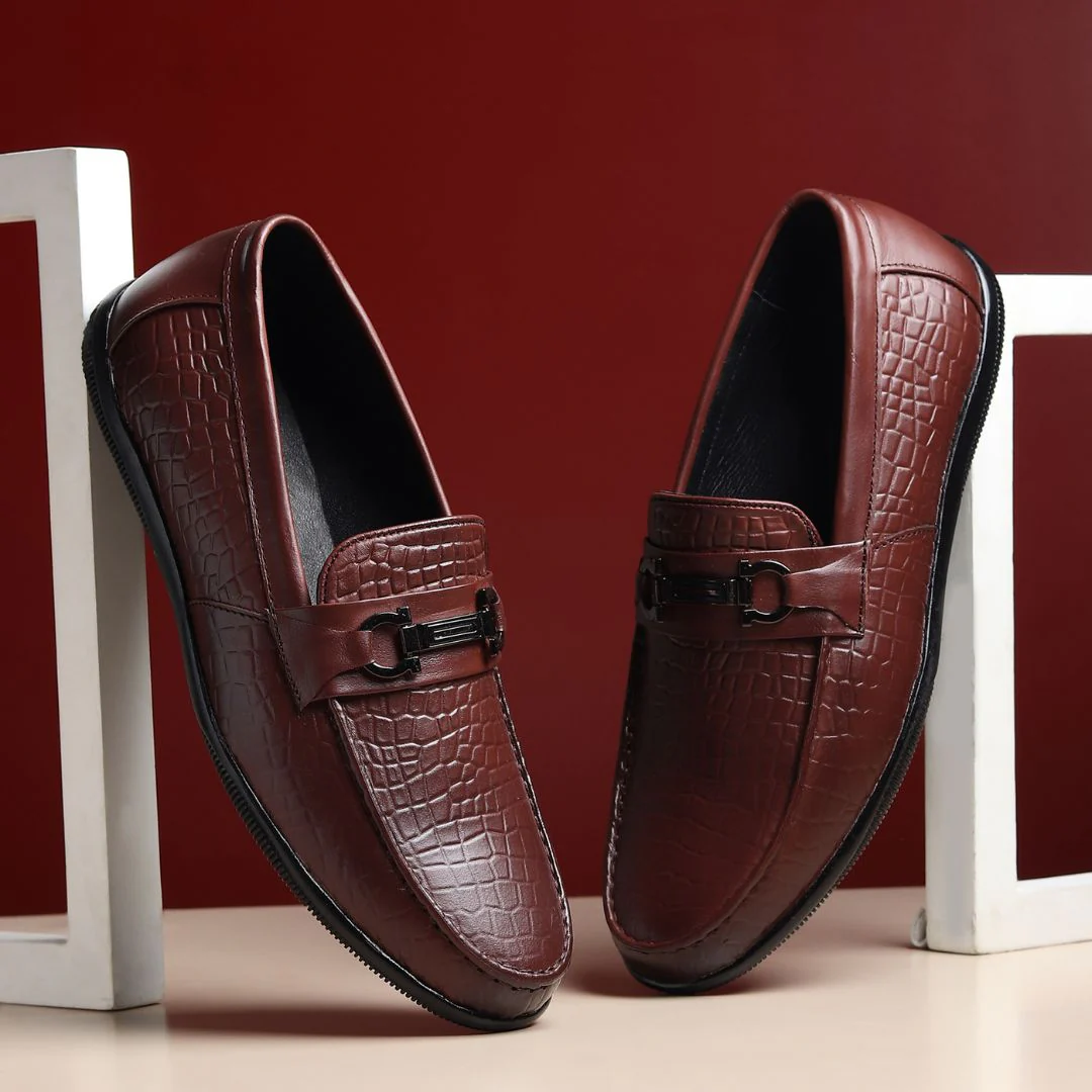 Jaxon Horsebit Loafers – Brown Croco Genuine Leather Men’s Shoes - Image 11