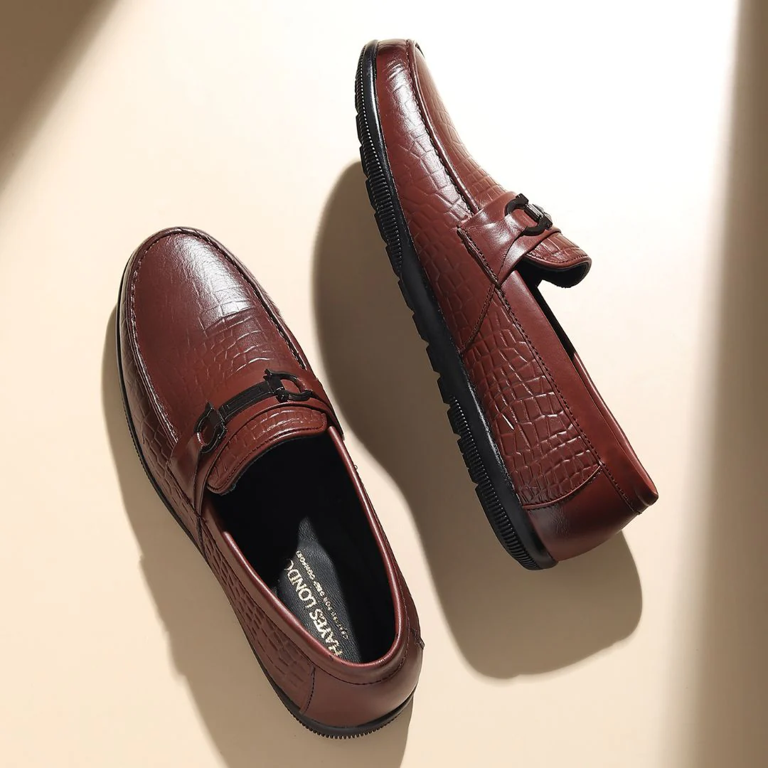 Jaxon Horsebit Loafers – Brown Croco Genuine Leather Men’s Shoes - Image 12