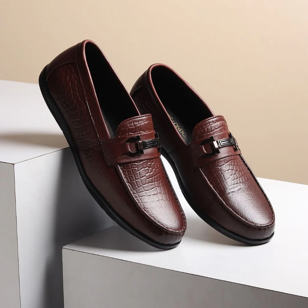 Jaxon Horsebit Loafers – Brown Croco Genuine Leather Men’s Shoes - Image 13